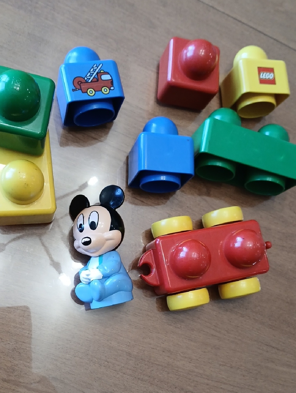 💕Vintage LEGO Baby Mickey Fire Truck Set Duplo Building Block Baby Toddler